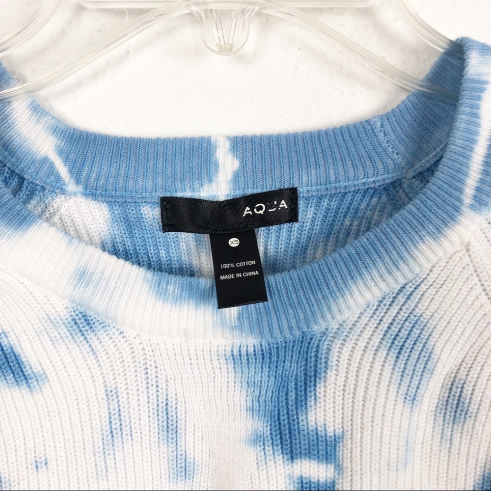 Aqua Cloud Tie Dye Long Sleeve Ribbed Crewneck Sweater - Picture 4 of 8